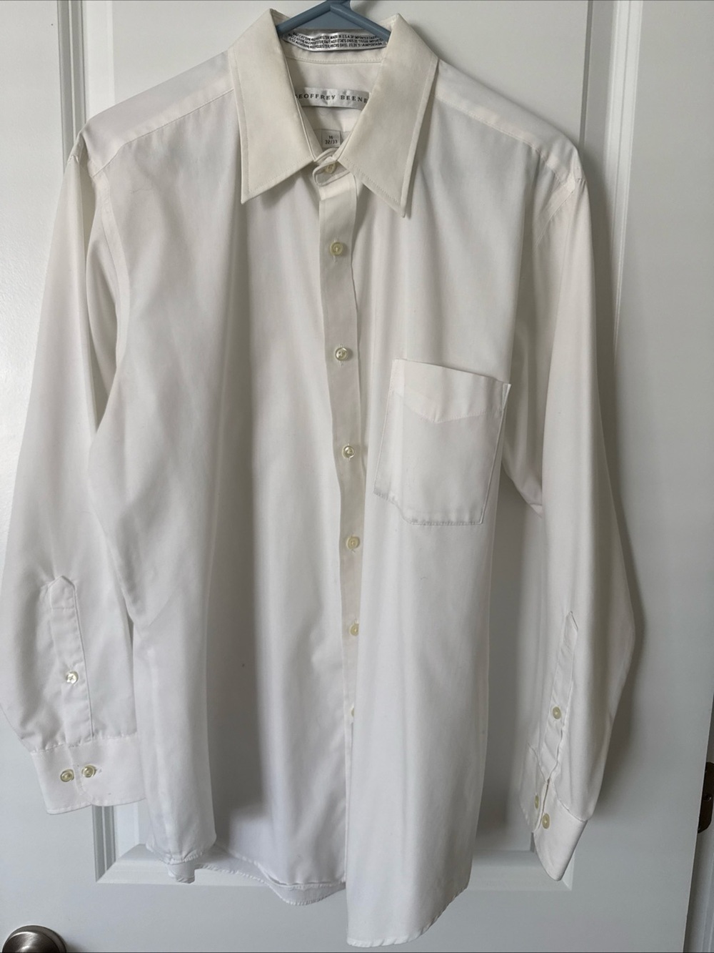 Geoffrey Beene Men's White Solid Dress Shirt 16 32/33